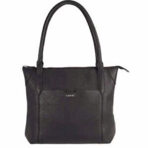 Lodis Kiera Black Pebbled Leather Travel Tote